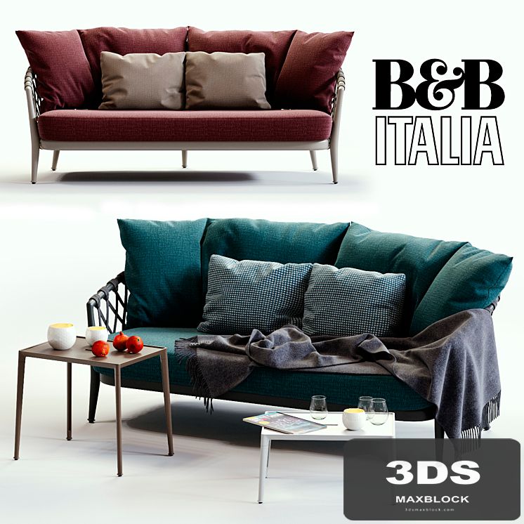B &amp; B Italia ERICA Blue &amp; Red Sofa