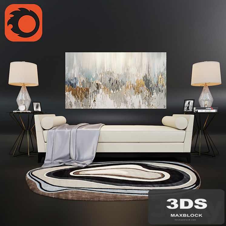 A set of furniture and decor