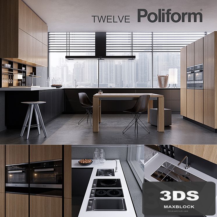 Kitchen Poliform Varenna Twelve 2 (vray GGX, corona PBR)
