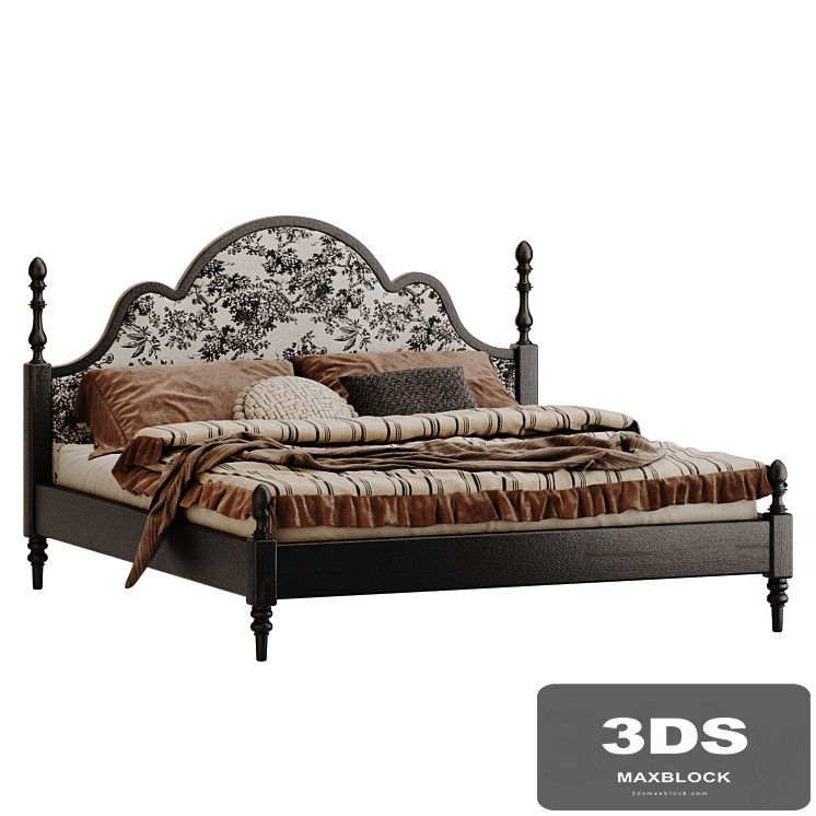 Double French bed made of solid wood