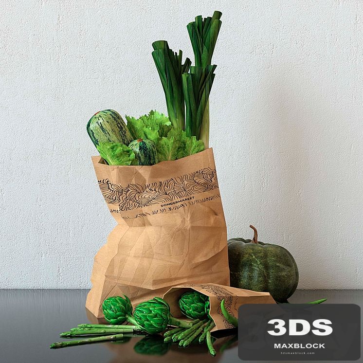 Set of green vegetables