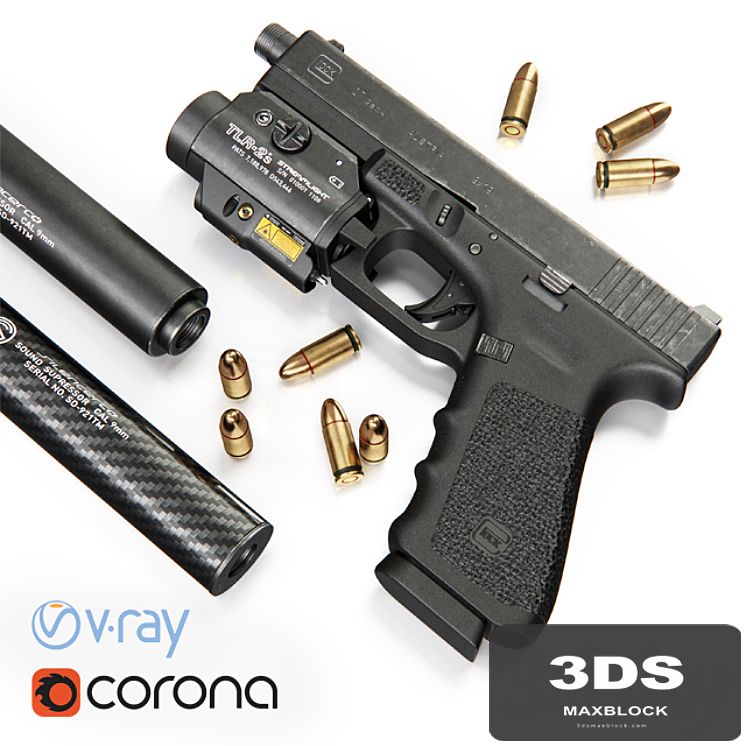 Pistol Glock 17 Gen4 + Flashlight with laser pointer