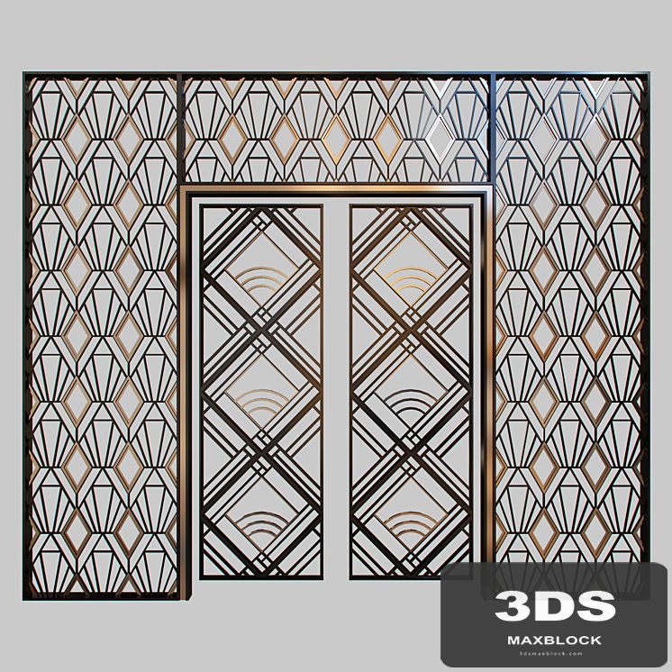 Wrought iron grille at the front door