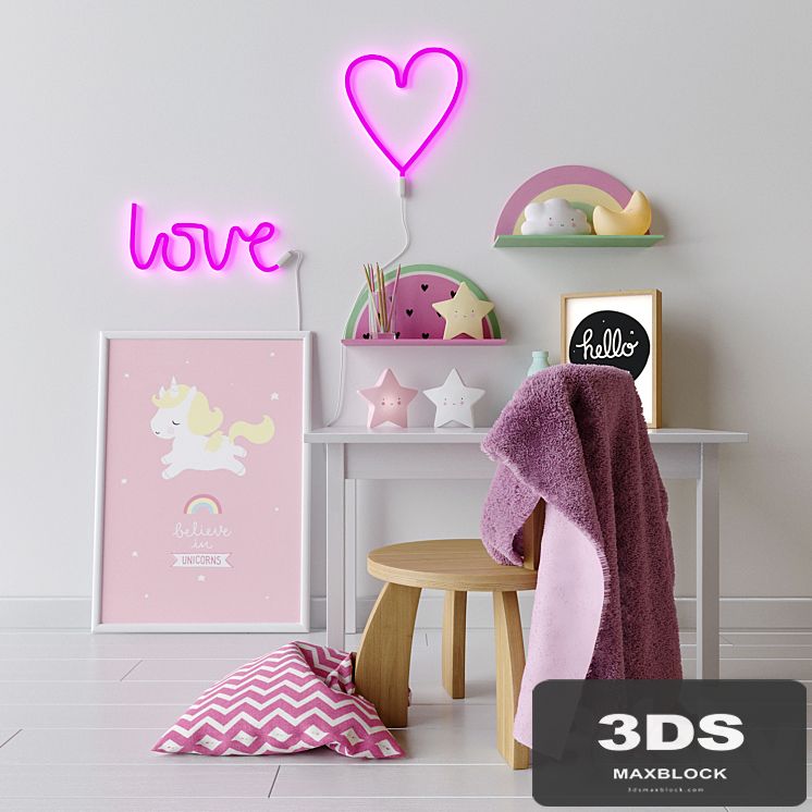 Decorative set in the nursery for girls