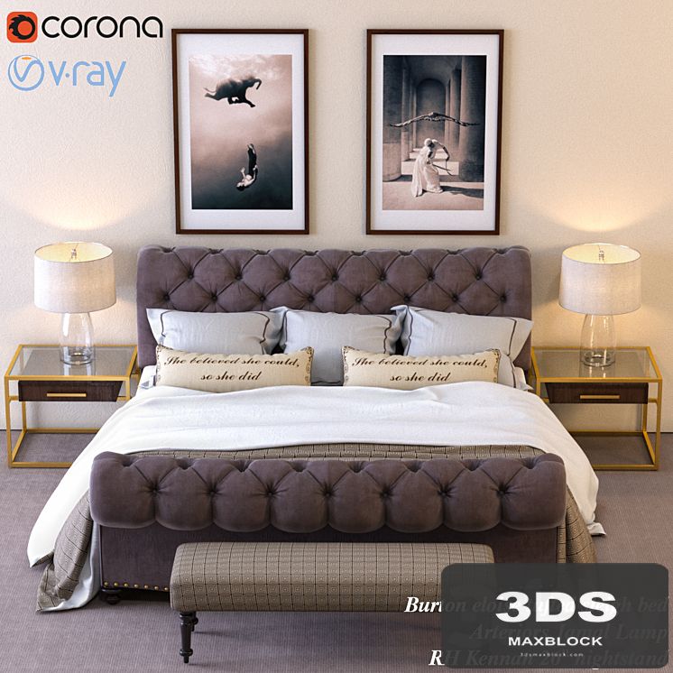 Burton eloise tufted sleigh bed