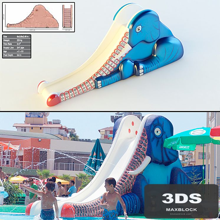 Children waterslide: Elephant Slide.