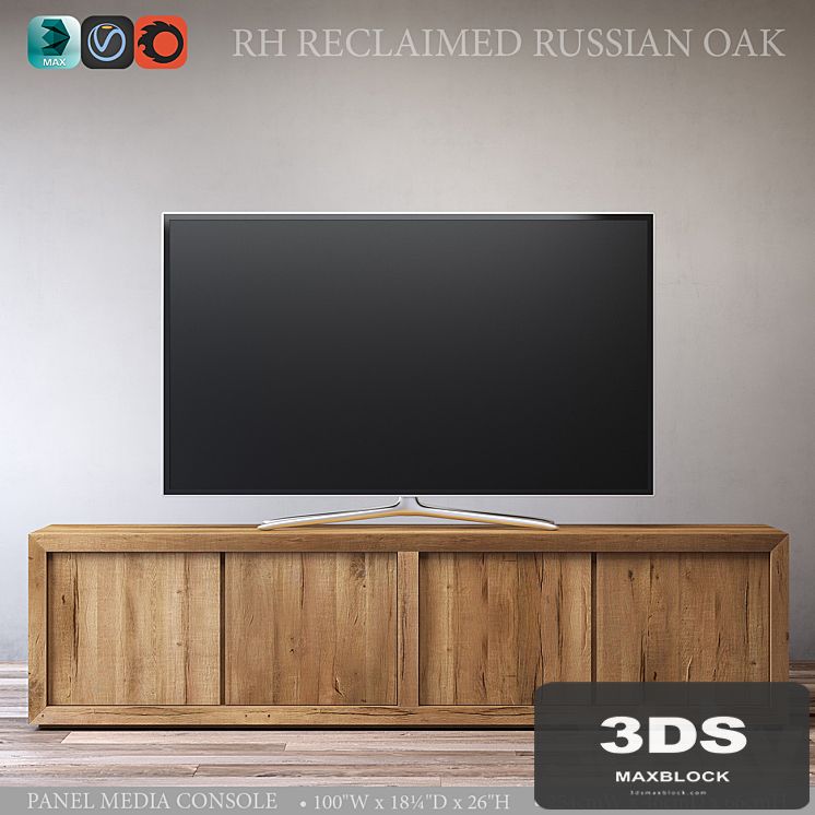 RECLAIMED RUSSIAN OAK PANEL MEDIA CONSOLE