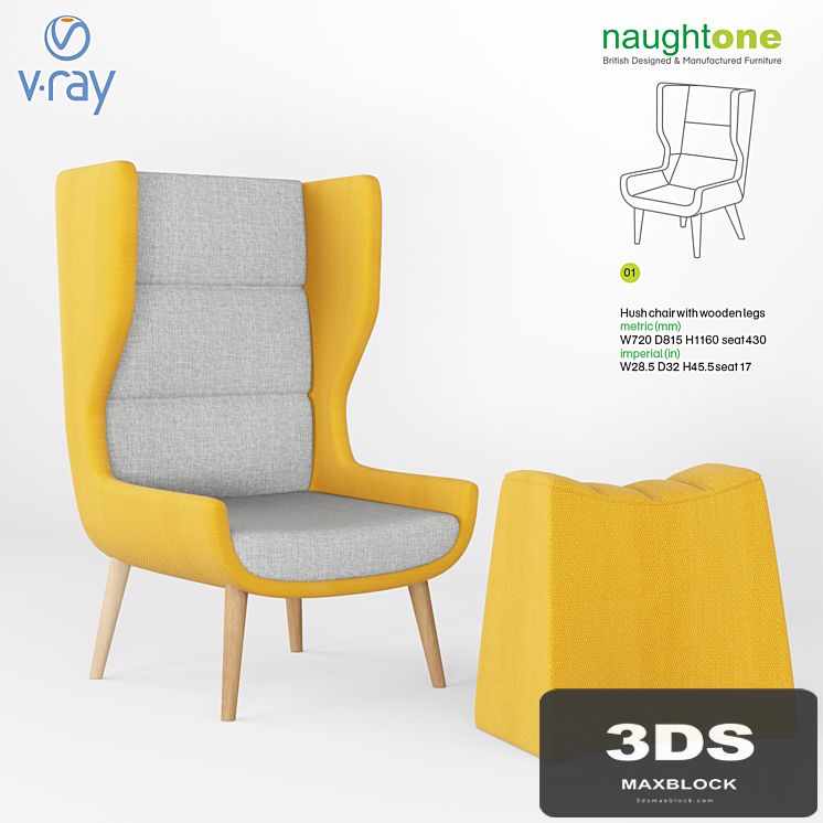 SET Naughtone: hush chair, pinch stool