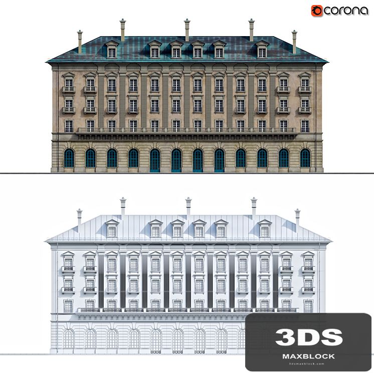 Front of the house in the style of classicism