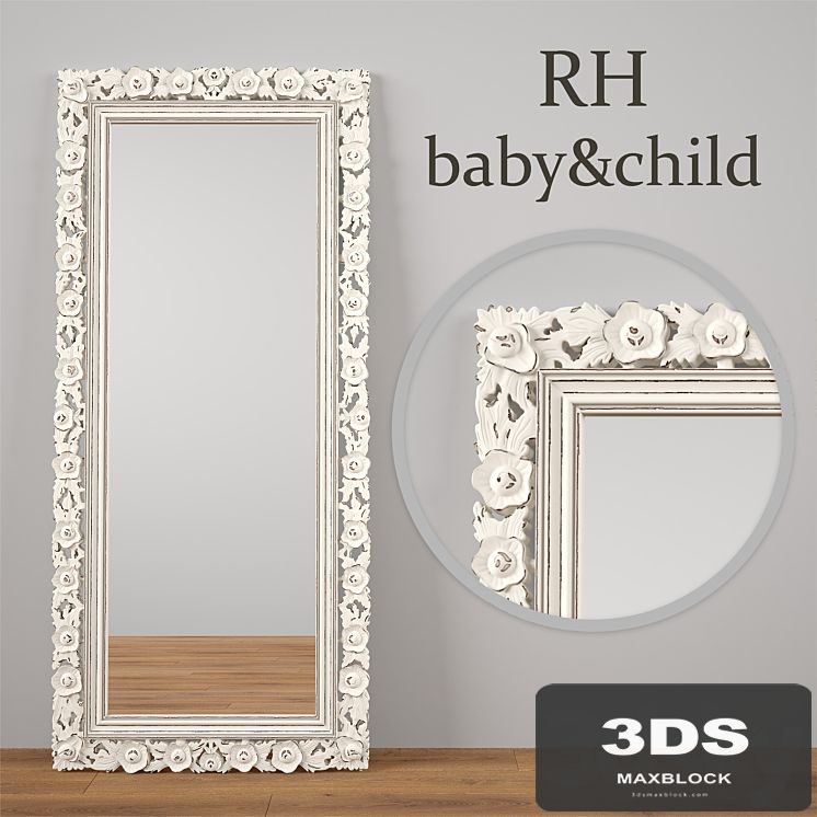 VINTAGE HAND-CARVED FLORAL LEANER MIRROR