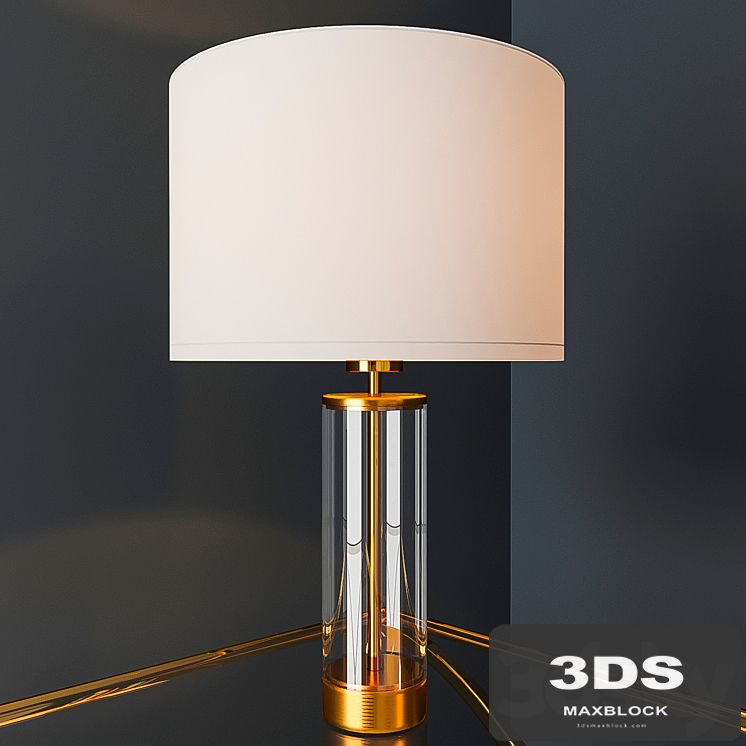 Acrylic Column Table Lamp - Antique Brass