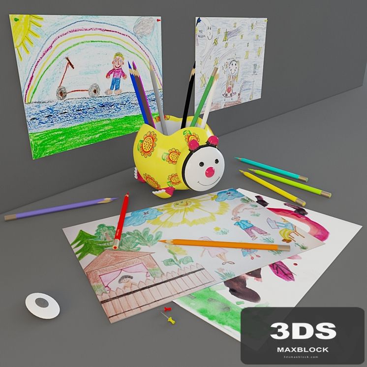 set of children's drawing