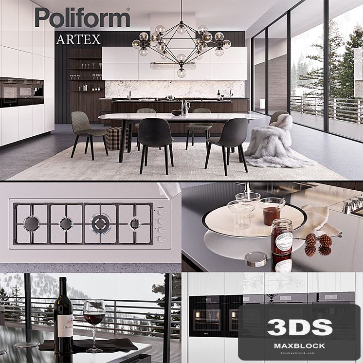 Kitchen Poliform Varenna Artex 3 (vray GGX, corona PBR)
