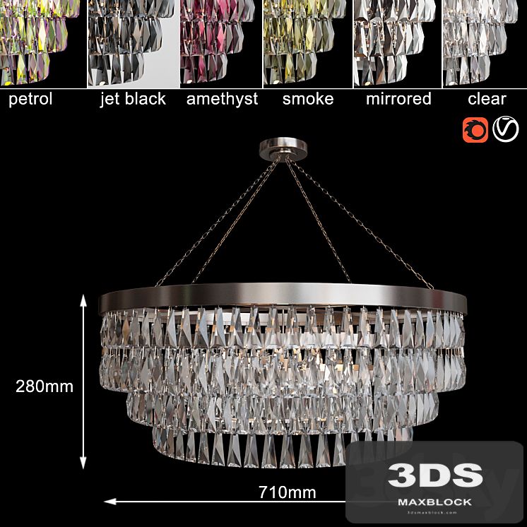 Chandelier Shallow Chandelier with Crystal 710mm