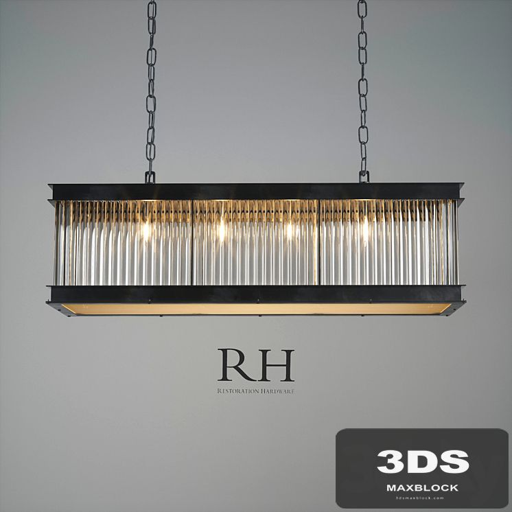 1920S ESSEX CRYSTAL ROD RECTANGULAR CHANDELIER