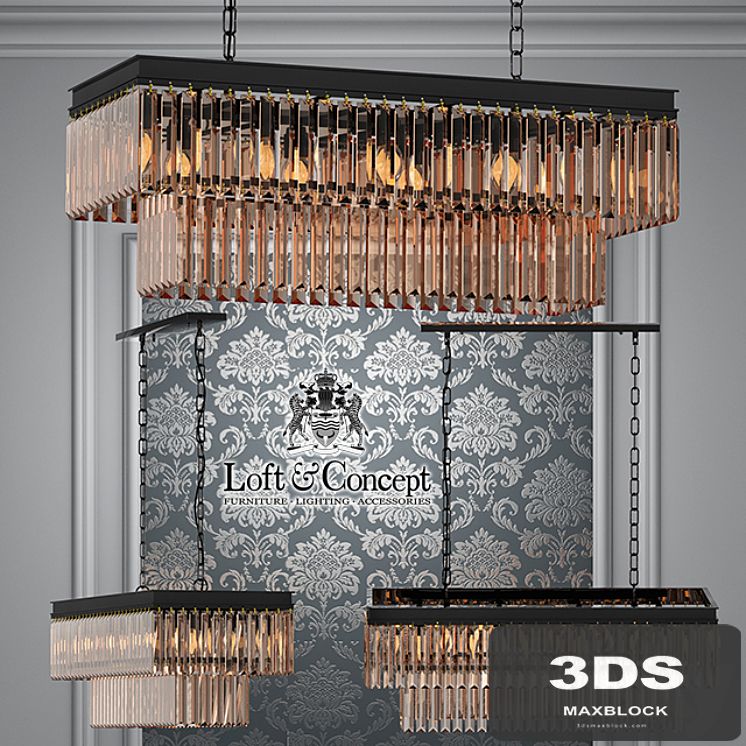Chandelier RH 1920s Odeon Clear Glass Fringe Grey iron 80