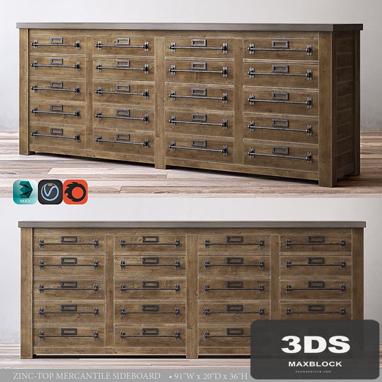 ZINC-TOP MERCANTILE SIDEBOARD