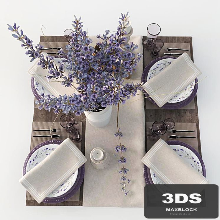 Table setting with lavender