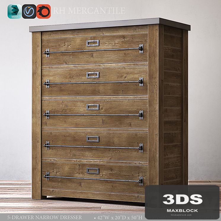 MERCANTILE 5-DRAWER NARROW DRESSER