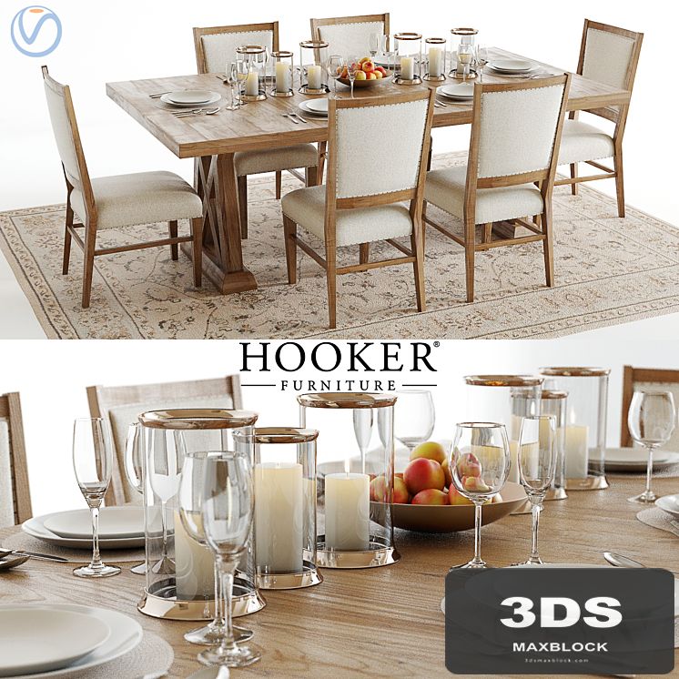 Hooker Geo Trestle and Stol Upholstered
