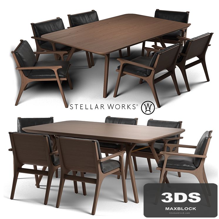 STELLAR WORKS RÉN DINING ARMCHAIR &amp; RÉN DINING TABLE
