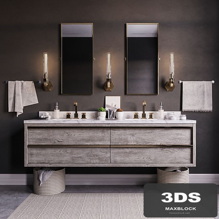Bezier double floating vanity RH