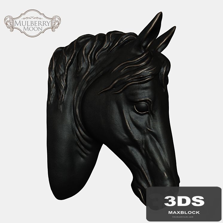Large Black Horse Head Wall Sculpture
