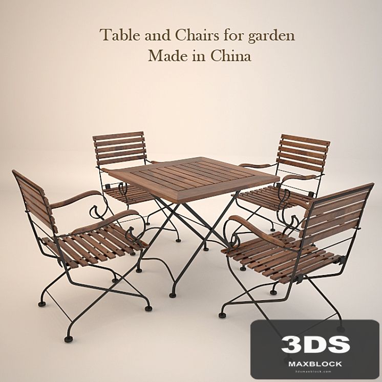 Iron chairs and table / China