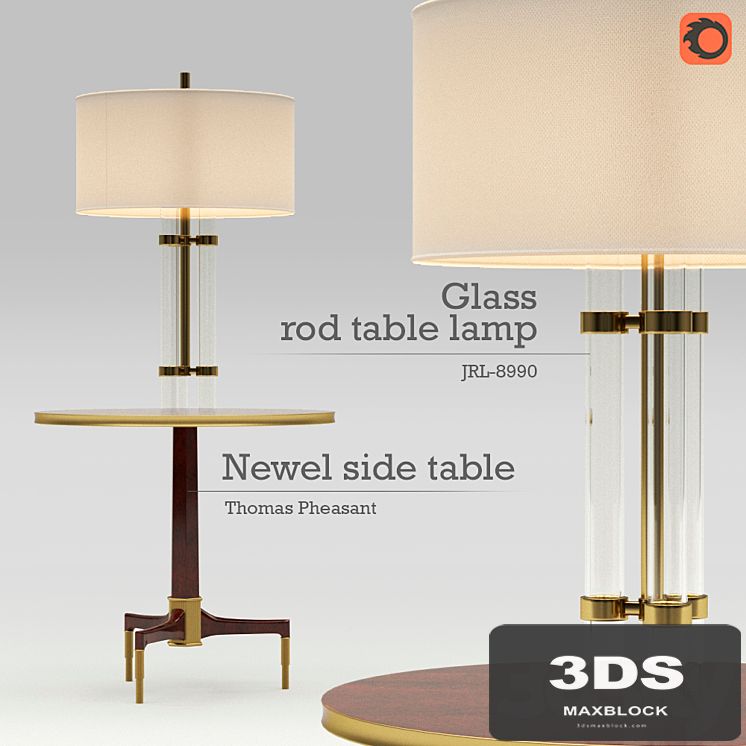Set of Glass Rod Table Lamp (JRL-8990) & Newel Side Table by Thomas Pheasant (No. 8660)