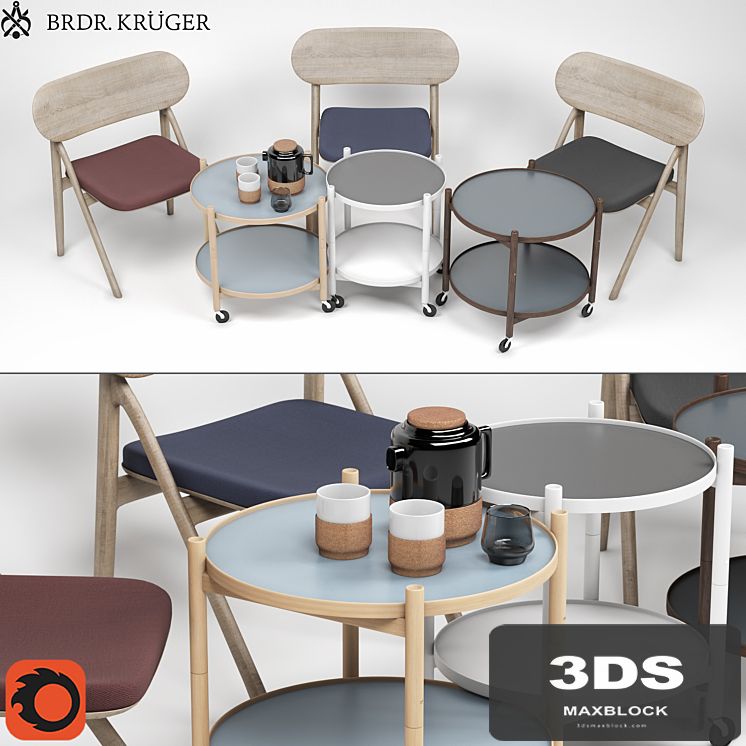 Theodor dining chairs and Bolling tray tables