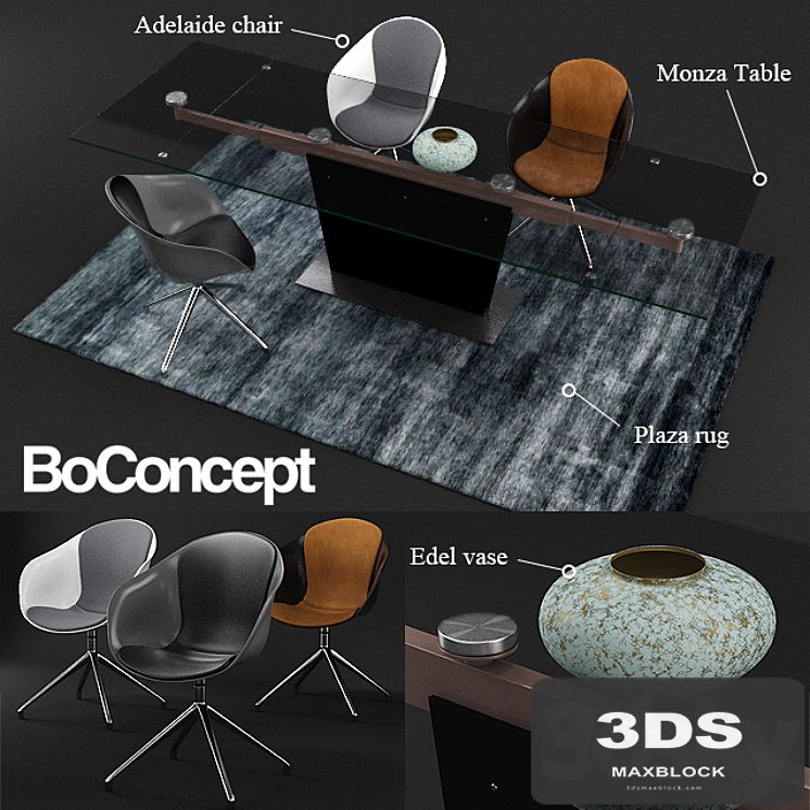 BoConcept Monza table and Adelaide chair