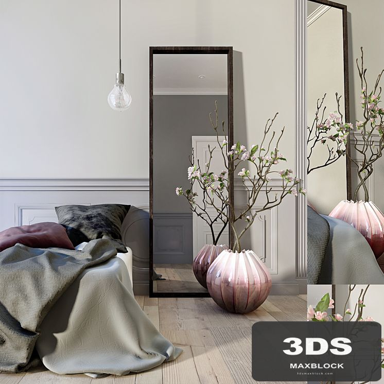 Bedroom decor set with flowers
